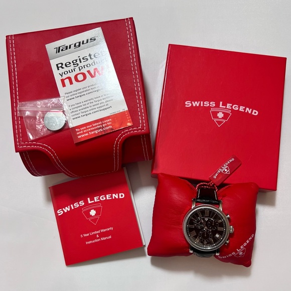 Swiss Legend Watch Black Gen. Ostrich Strap Unisex - Picture 2 of 7